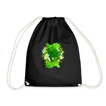Motif printanier avec prairie, fleurs, herbe - Sac de sport léger - noir - Devant