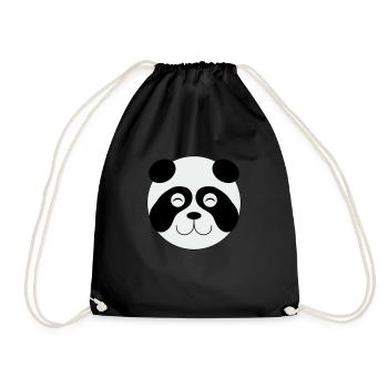 Panda Face 002 - Drawstring Bag - black - Front