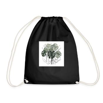 Hand-drawn Monstera plant - Drawstring Bag - black - Front