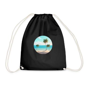 Summer Vacation Beach Palm Sun Palm Island - Drawstring Bag - black - Front