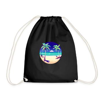 Sommerurlaub Palmen Insel Strand Sonne Palme - Turnbeutel - Schwarz - Vorne