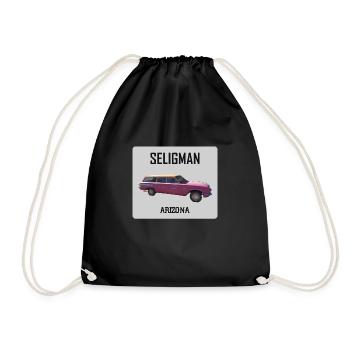 Old car in Seligman in Arizona, US Road 66 - Drawstring Bag - black - Front