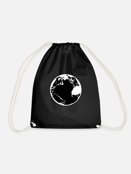 Planet Erde in schwarz/weiss - Turnbeutel - Schwarz