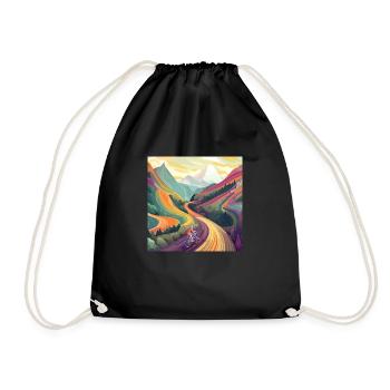 Cyclist uphill at sunset - Drawstring Bag - black - Front