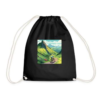Road cyclist climbs mountain in France - Drawstring Bag - black - Front