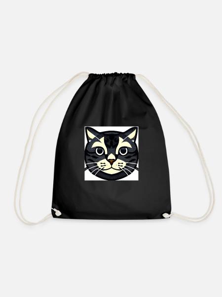Katzen Shirt - Turnbeutel - Schwarz