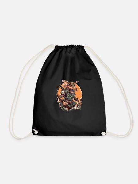 Schlankes Skaven-Logo mit orangefarbenen und braunen Akzenten - Turnbeutel - Schwarz