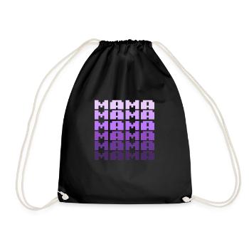 MAMA Retro Schriftzug 8bit - Turnbeutel - Schwarz - Vorne