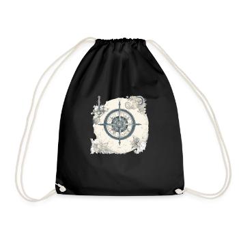 Old nautical chart - Drawstring Bag - black - Front