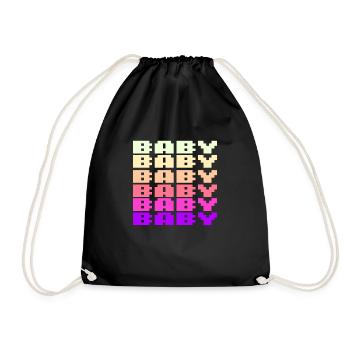 BABY Schriftzug Retro Gaming 8bit - Turnbeutel - Schwarz - Vorne