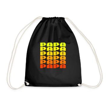 PAPA Retro Gaming 8bit Schriftzug - Turnbeutel - Schwarz - Vorne