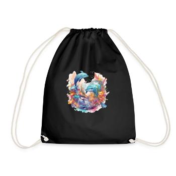 Dolphins - Drawstring Bag - black - Front