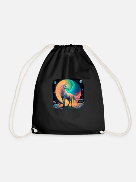Unicorn mythical - Drawstring Bag - black