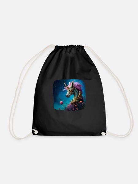 Unicorn Cyberpunk - Drawstring Bag - black