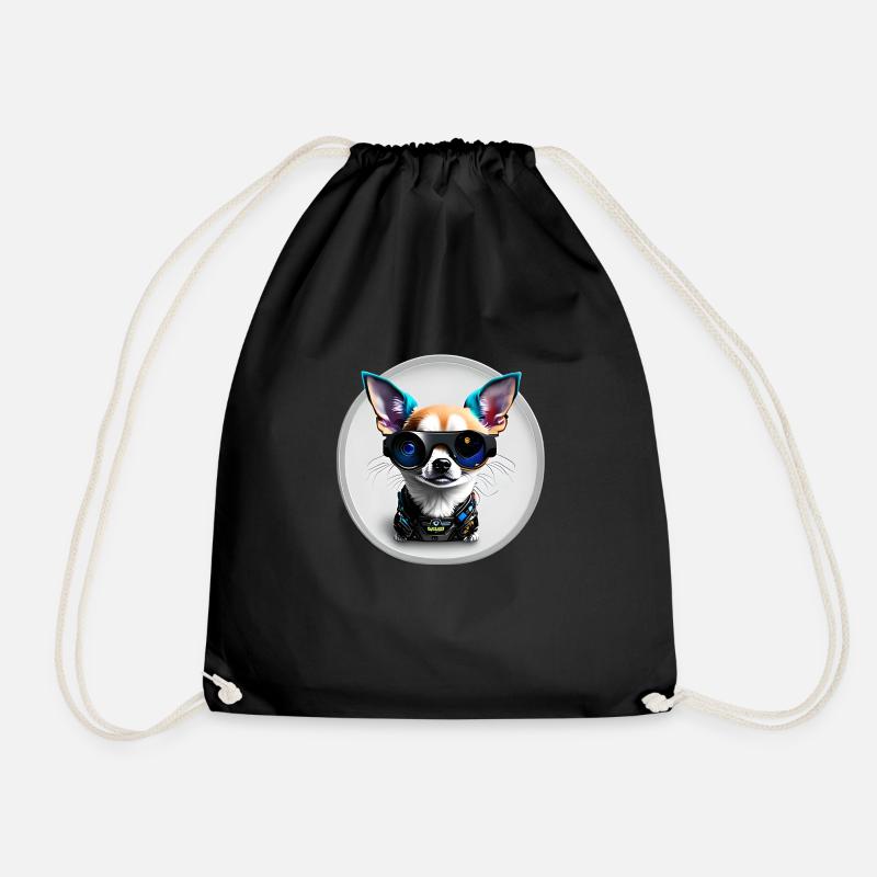 Steampunk Chihuahua - Drawstring Bag - black