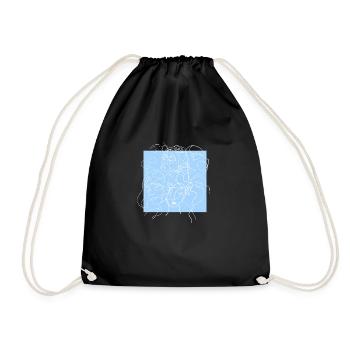 Face line blue - Drawstring Bag - black - Front