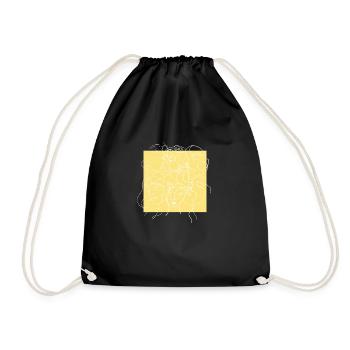 Face line yellow - Drawstring Bag - black - Front
