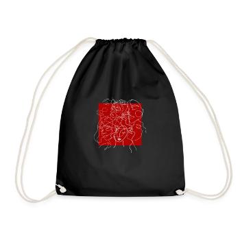 Face line red - Drawstring Bag - black - Front