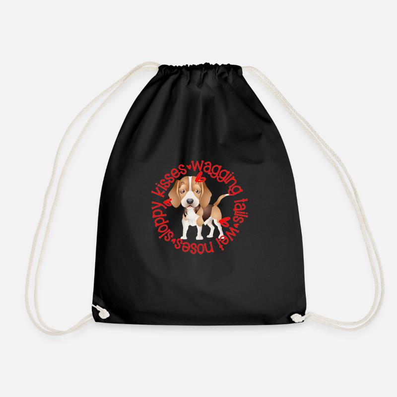 Cute Beagle, sloppy kisses - Drawstring Bag - black