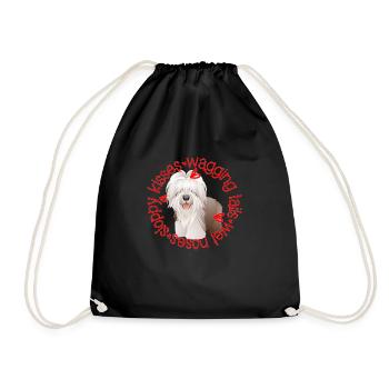 Cute Bearded Collie sloppy kisses - Drawstring Bag - black - Front