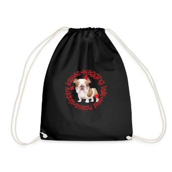 Cute Bulldog, sloppy kisses - Drawstring Bag - black - Front