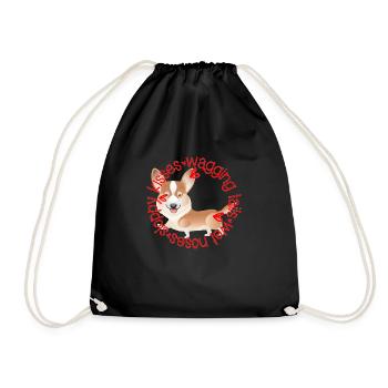 Cute Corgi, sloppy kisses - Drawstring Bag - black - Front