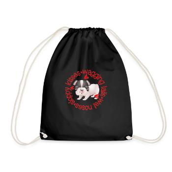 Cute Boston Terrier, sloppy kisses - Drawstring Bag - black - Front