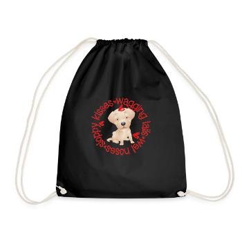 Cute Golden Labrador, sloppy kisses - Drawstring Bag - black - Front
