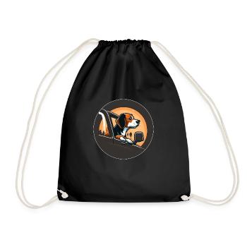 Cute dog looking out of a car - Drawstring Bag - black - Front