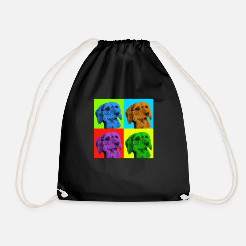 Dachshund x 4 - Drawstring Bag - black