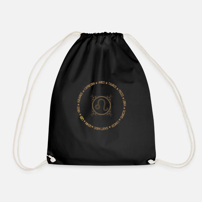 Zodiac circle Leo - Drawstring Bag - black