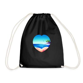 Sonne Palmen Sommerurlaub Palme Insel Strand - Turnbeutel - Schwarz - Vorne