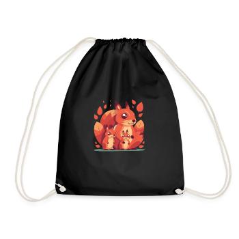 Squirrel family - Drawstring Bag - black - Front