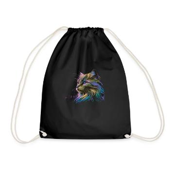 Cat miaw love, cat lovers, miaw, meow - Drawstring Bag - black - Front