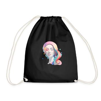 izup2u colored abstract woman - Drawstring Bag - black - Front