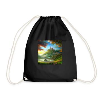 Peinture d’un paysage fantastique au lever du soleil - Sac de sport léger - noir - Devant