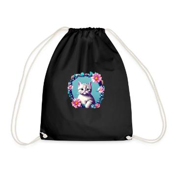 Cat British Shorthair Cat Lover Pet - Drawstring Bag - black - Front