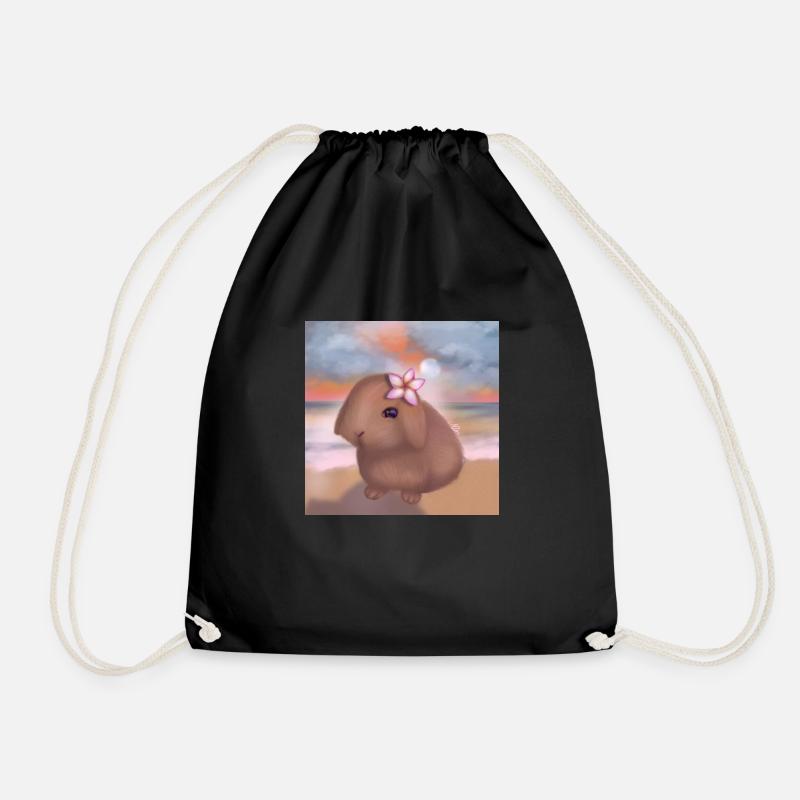 Bunny at the beach - Drawstring Bag - black