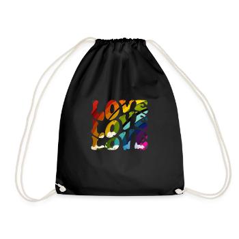 Rainbow Love Love Love - Drawstring Bag - black - Front