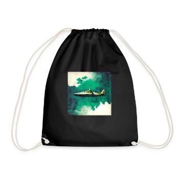 Space submarine fighter jet - Drawstring Bag - black - Front