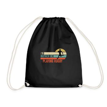 Rugby - I'd rather be playing rugby Gift Idea - Drawstring Bag - black - Front