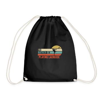 Lacrosse - I'd Rather be Playing Lacrosse Gift - Drawstring Bag - black - Front