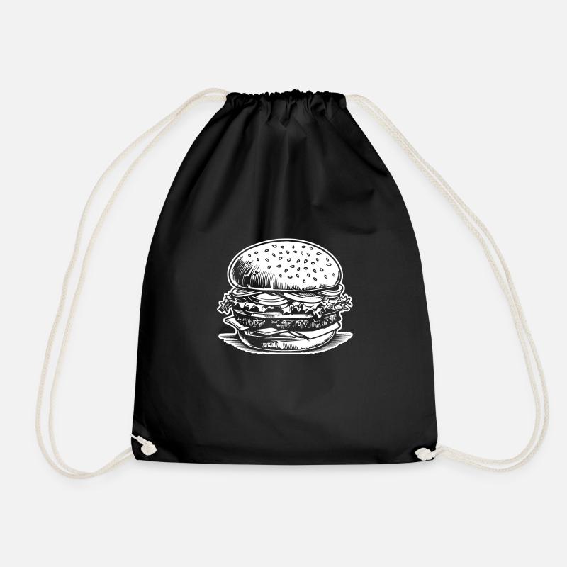 Hamburger Burger Fastfood Grillen Cheeseburger - Turnbeutel - Schwarz