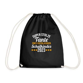 Stolze Tante eines Schulkind 2023 Einschulung - Turnbeutel - Schwarz - Vorne