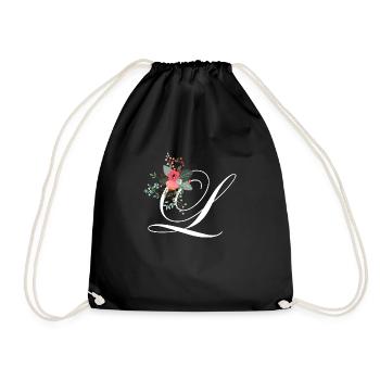 Letter l flowery - Drawstring Bag - black - Front