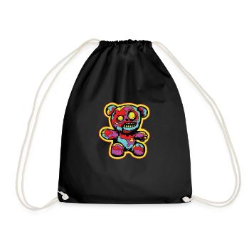 Funny Horror Scary Bear Halloween Monster Bear - Drawstring Bag - black - Front
