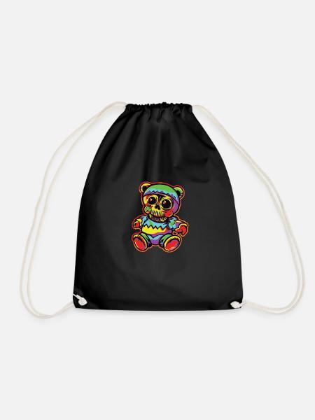 Horror Scary Bear Halloween Jack-o'-Lantern Bear - Drawstring Bag - black