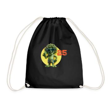 230505 25 Gramm Shirts Brokkoli V2 2 - Turnbeutel - Schwarz - Vorne