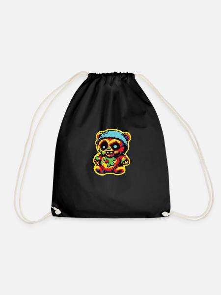 Horror Scary Bear Halloween Psycho Bear - Drawstring Bag - black