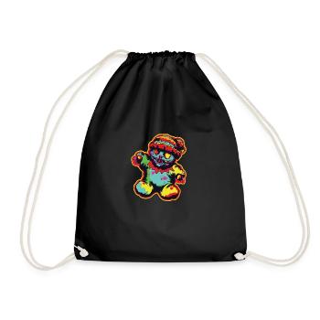 Horror Scary Bear Halloween Slasher Bear - Drawstring Bag - black - Front